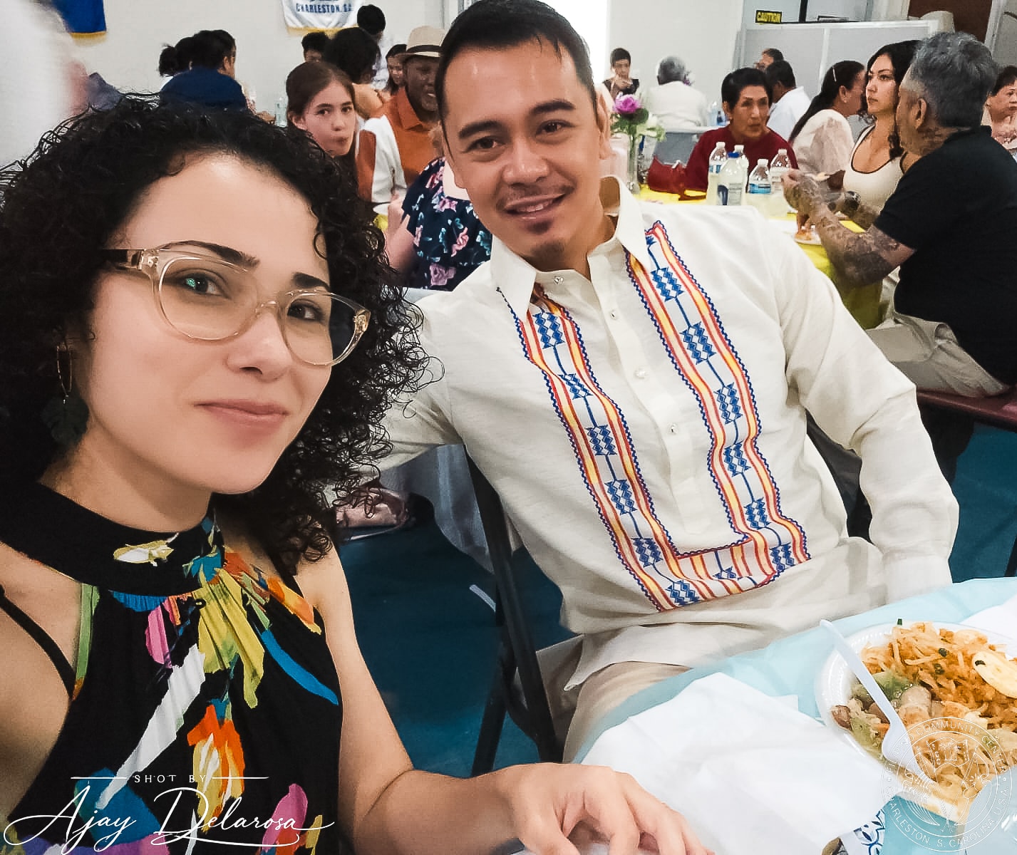 Ajay Delarosa in barong tagalog at a Filipino community gathering in Charleston, South Carolina